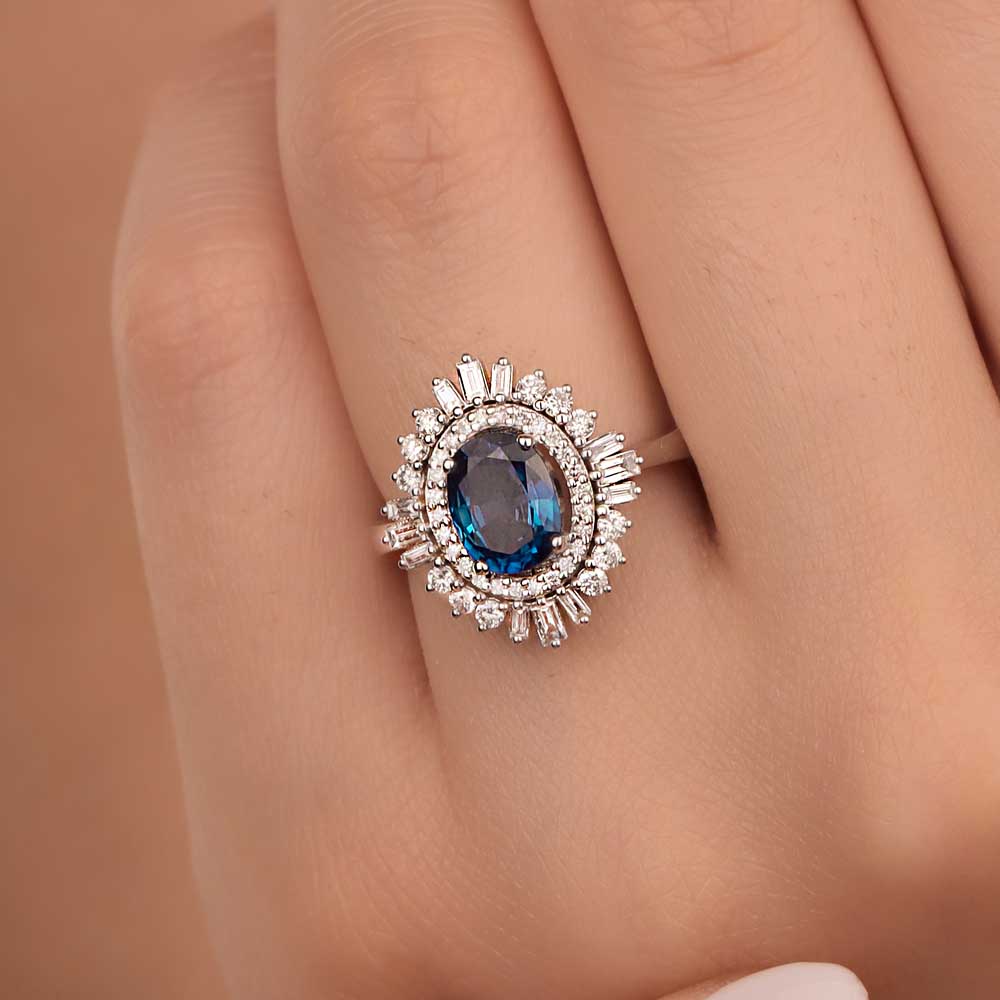 2,10 Karat Pırlanta Oval Royale Safir Yüzük - LP05195