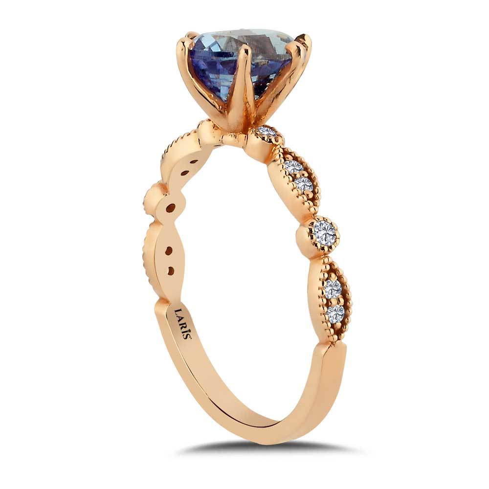 2,10 Karat Pırlanta Safir Vintage Yüzük - LP02668