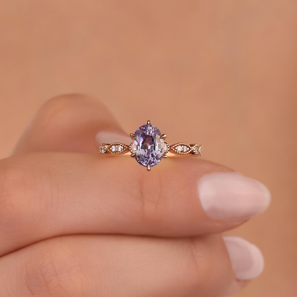 2,10 Karat Pırlanta Safir Vintage Yüzük - LP02668