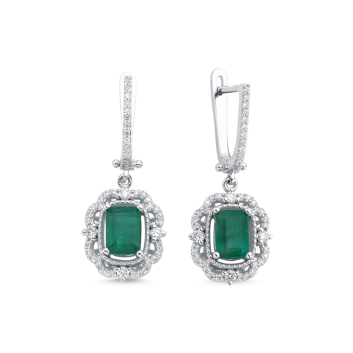 2,27 Karat Pırlanta Zümrüt Küpe - LP11684