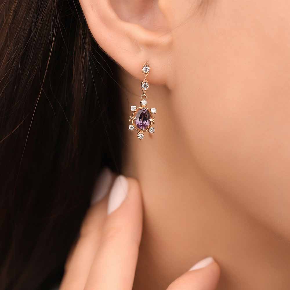 2,55 Karat Pırlanta Vintage Alexandrit Küpe - LP07131