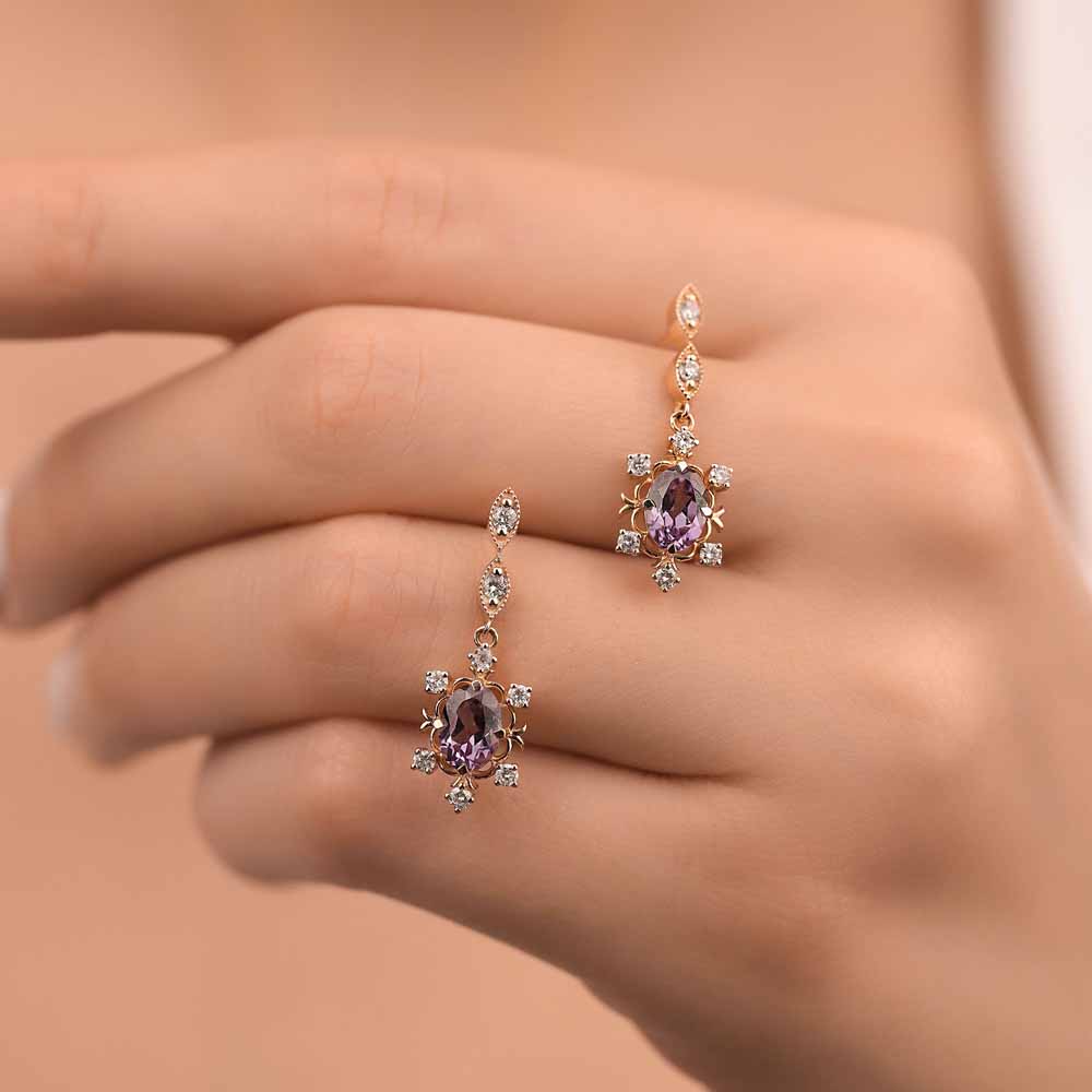 2,55 Karat Pırlanta Vintage Alexandrit Küpe - LP07131