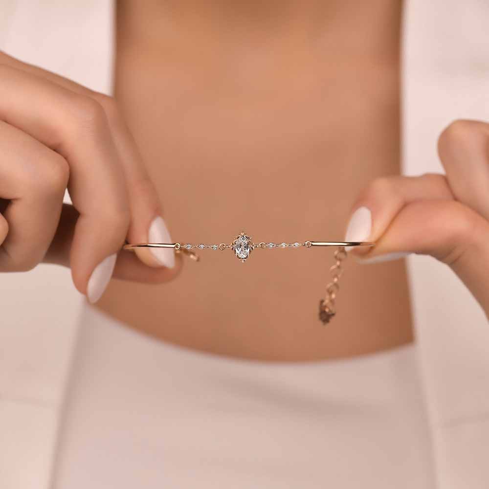 Pırlanta Vintage Beyaz Topaz Hediyelik Bileklik - LP06323