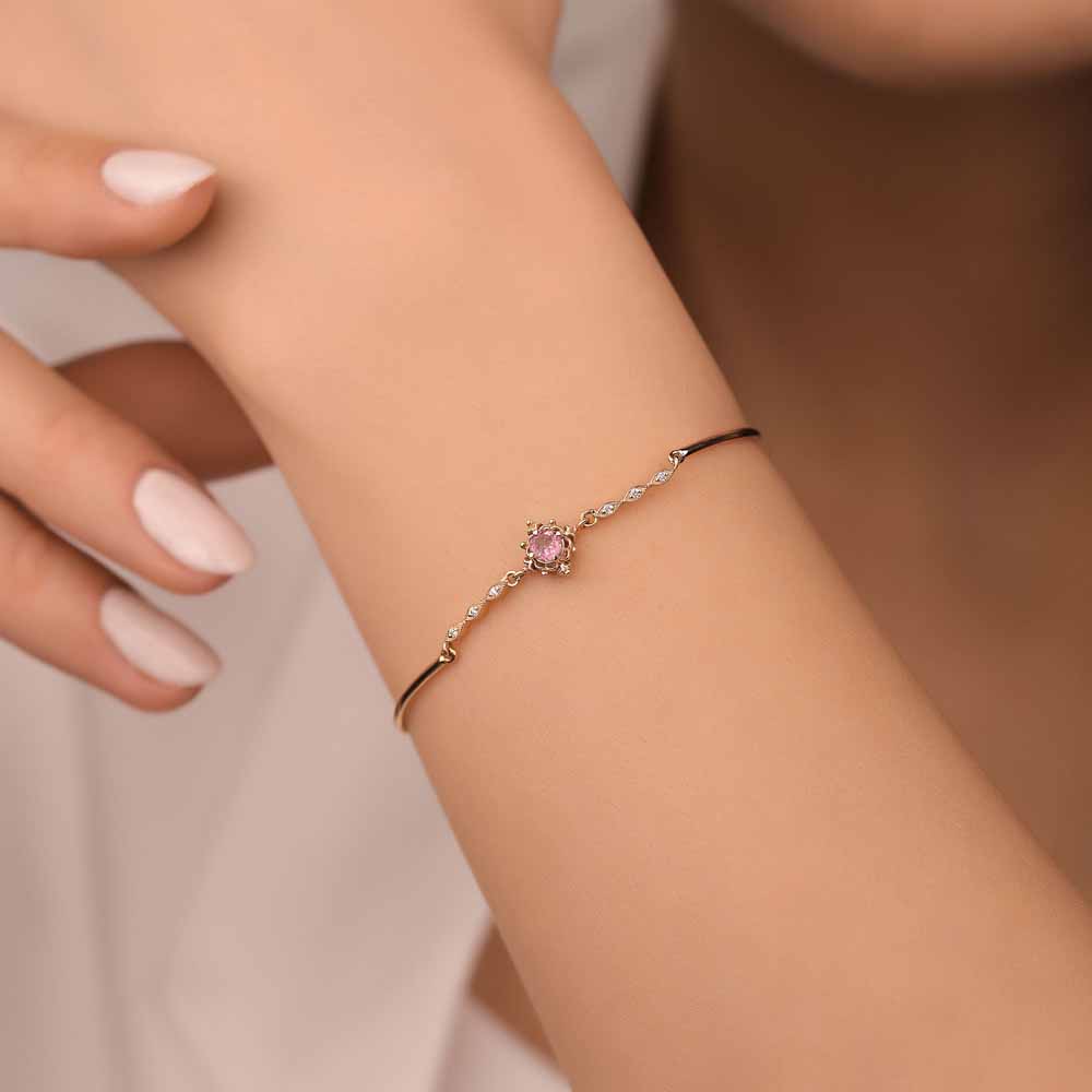 Pırlanta Vintage Pink Turmalin Hediyelik Bileklik - LP07656